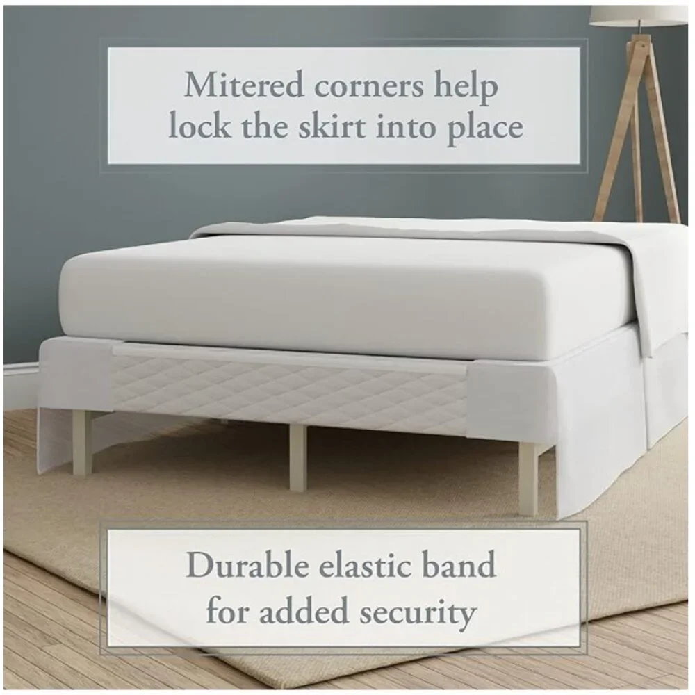NEW Bed Makers King Never Lift Your Mattress Wrap-Around Bed Skirt White 14